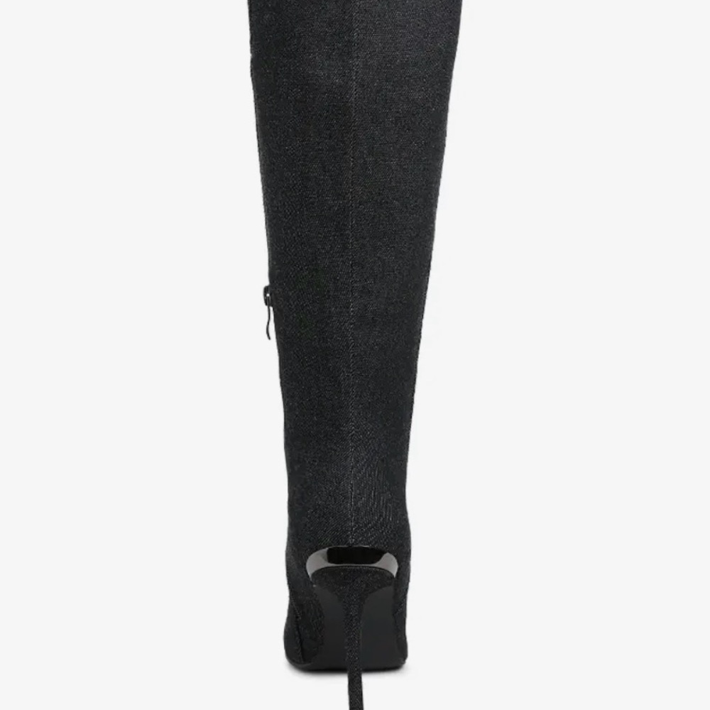 Elegant Black Knee-High Women's denim Boots - Picture 4 of 4